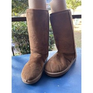 Sheeps Australia Boots Womens 7 Classic Tall Brown Leather Sheepskin Lining